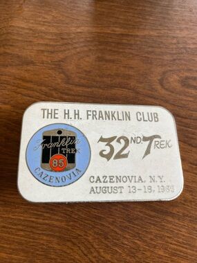Vintage H H Franklin Club Blue & Silver Belt Buckle